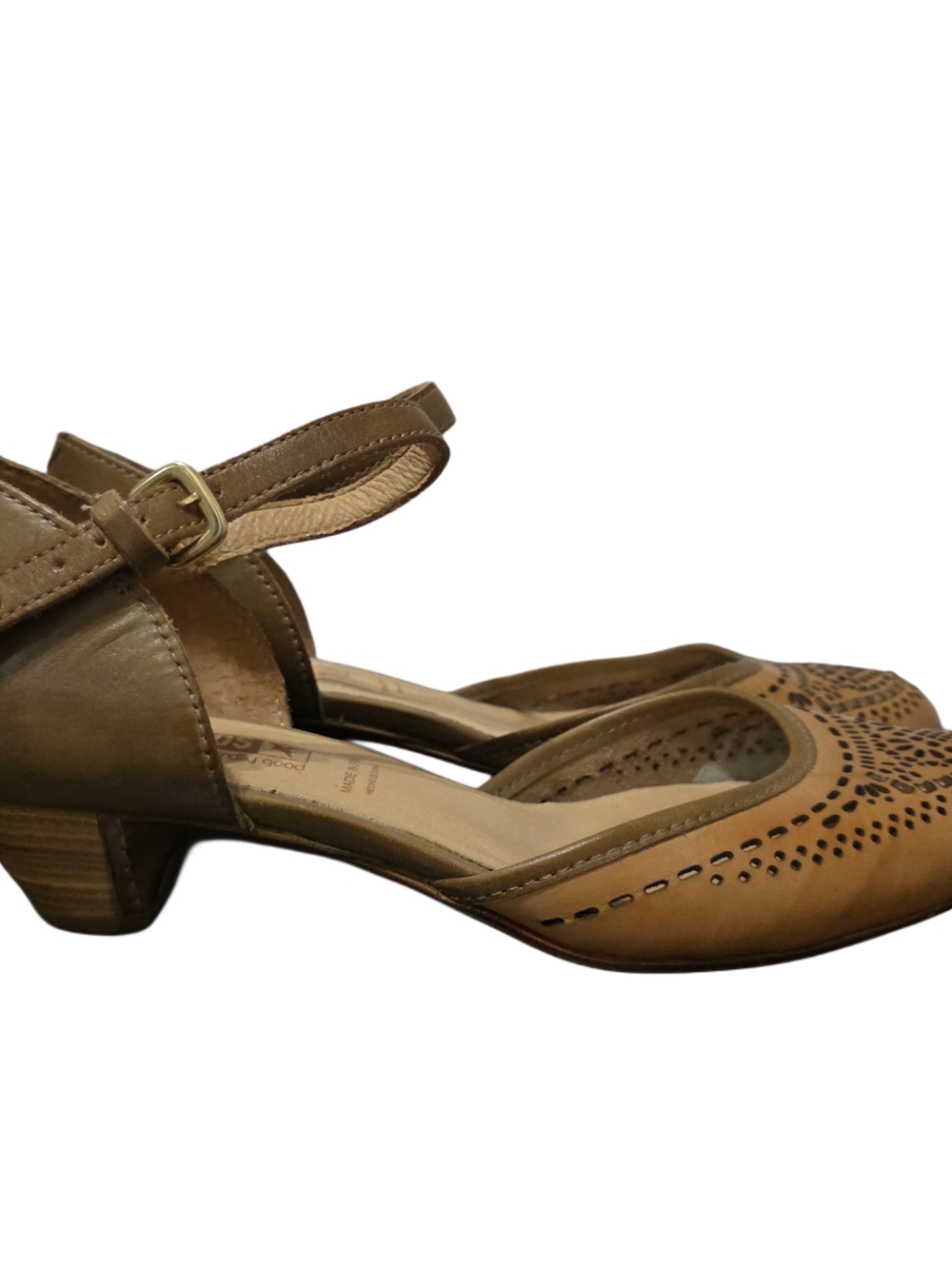 PIKOLINOS Women's Elba Tan Leather Laser-Cut Low Heels - Picture 3 of 8